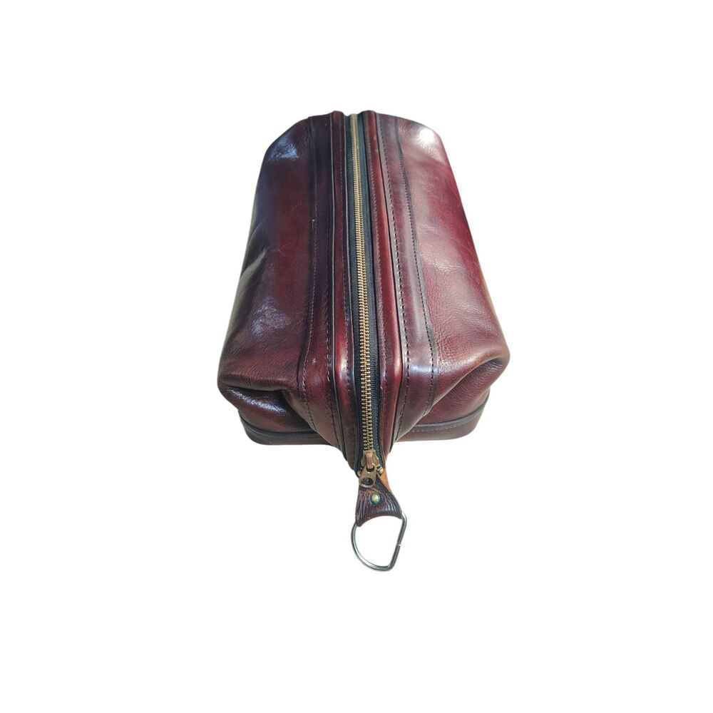Vintage Bosca “Utili-Kit” USA Made Leather Dopp Kit / Shaving Travel Bag Toiletr